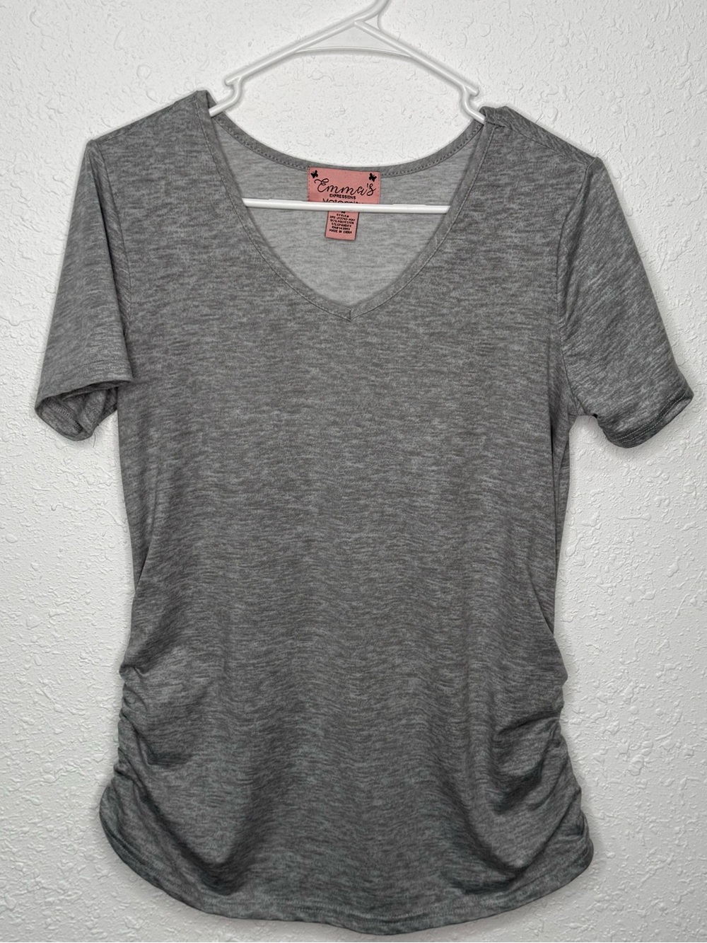 Expressions Heather Gray V-Neck Short Sleeve Tee
